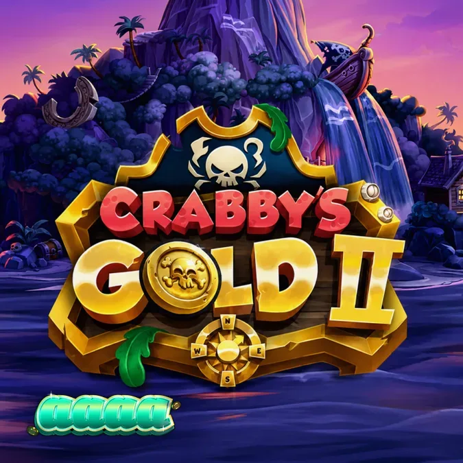 Ang makulay na pirate-themed grid ng Crabby’s Gold 2 na may mga treasure chest at coin symbols.